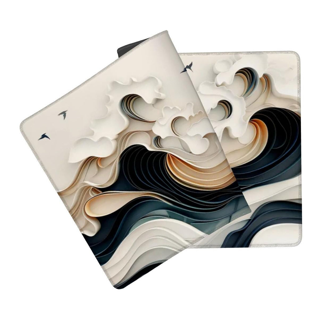 Ukiyo-e Style Desk Mat | Abstract Wave Mouse Pad, Inspired by Hokusai's The Great Wave