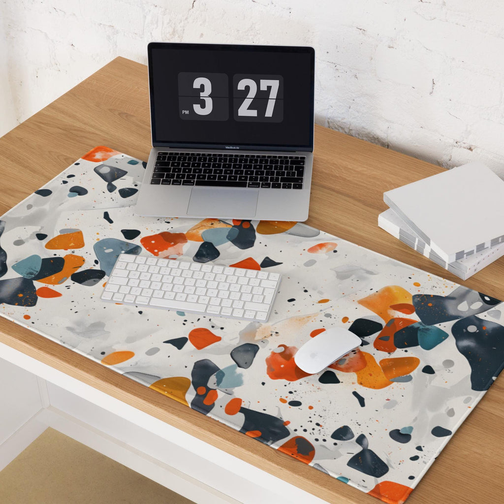 Artistic Terrazzo Marble Desk Mat | Boho Tile Pattern for Creative Souls | Aesthetic Mouse Pad