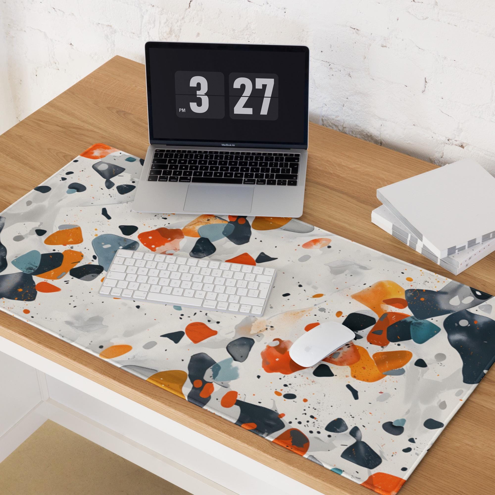 Artistic Terrazzo Marble Desk Mat | Boho Tile Pattern for Creative Souls | Aesthetic Mouse Pad