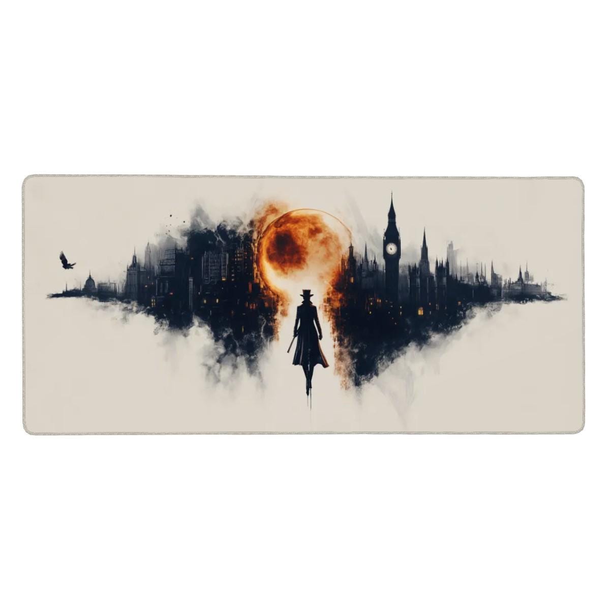Sherlock Noir Mouse Pad | Cinematic, London Steampunk Decor | Dark Academia Aesthetic Mouse Pad
