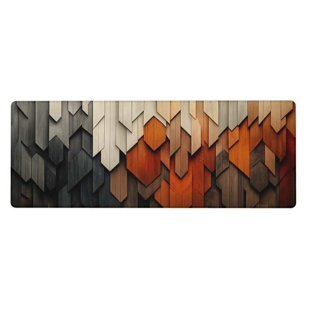 Geometric Wood Layer Desk Mat | Aesthetic & Rustic | Minimalist Modern Desk Setup