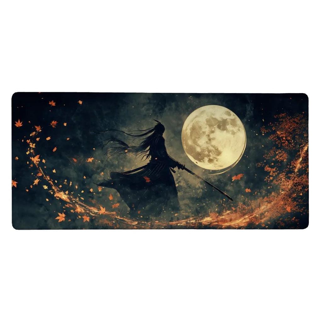 Dark Samurai Desk Mat | Japanese Warrior | Fantasy Moonlight Art Mouse Pad