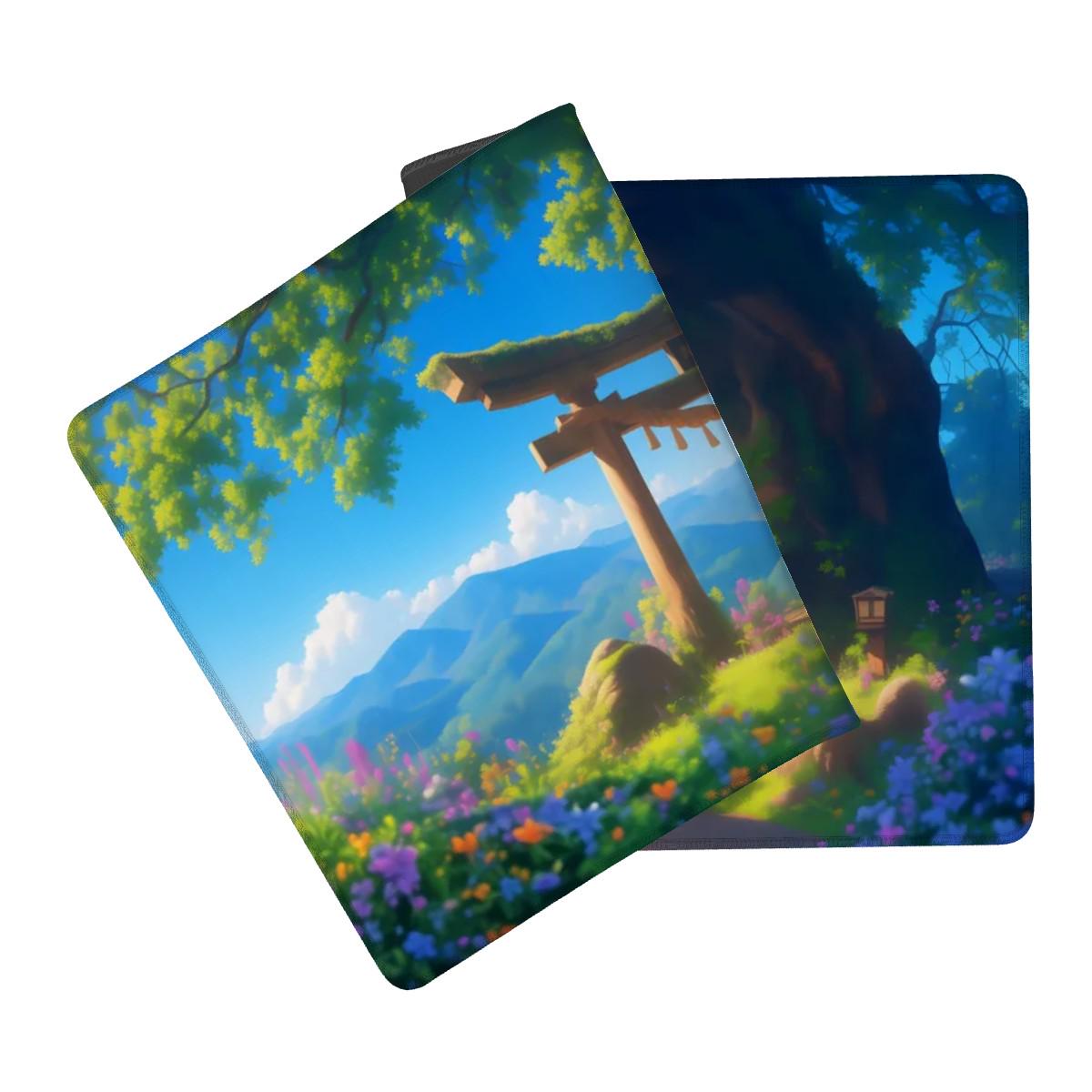 Japanese Torii Gate Desk Mat | Anime Landscape | Studio Ghibli Inspired Zen Mouse Pad