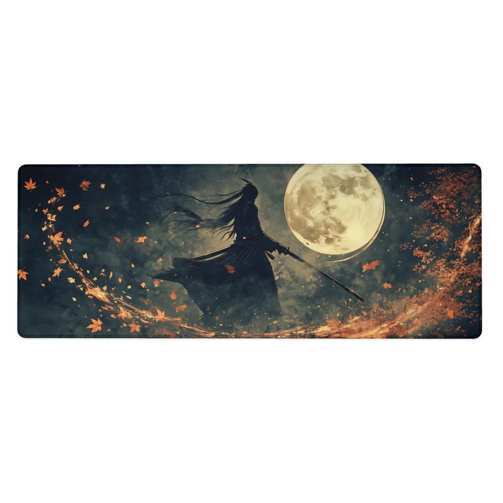 Dark Samurai Desk Mat | Japanese Warrior | Fantasy Moonlight Art Mouse Pad