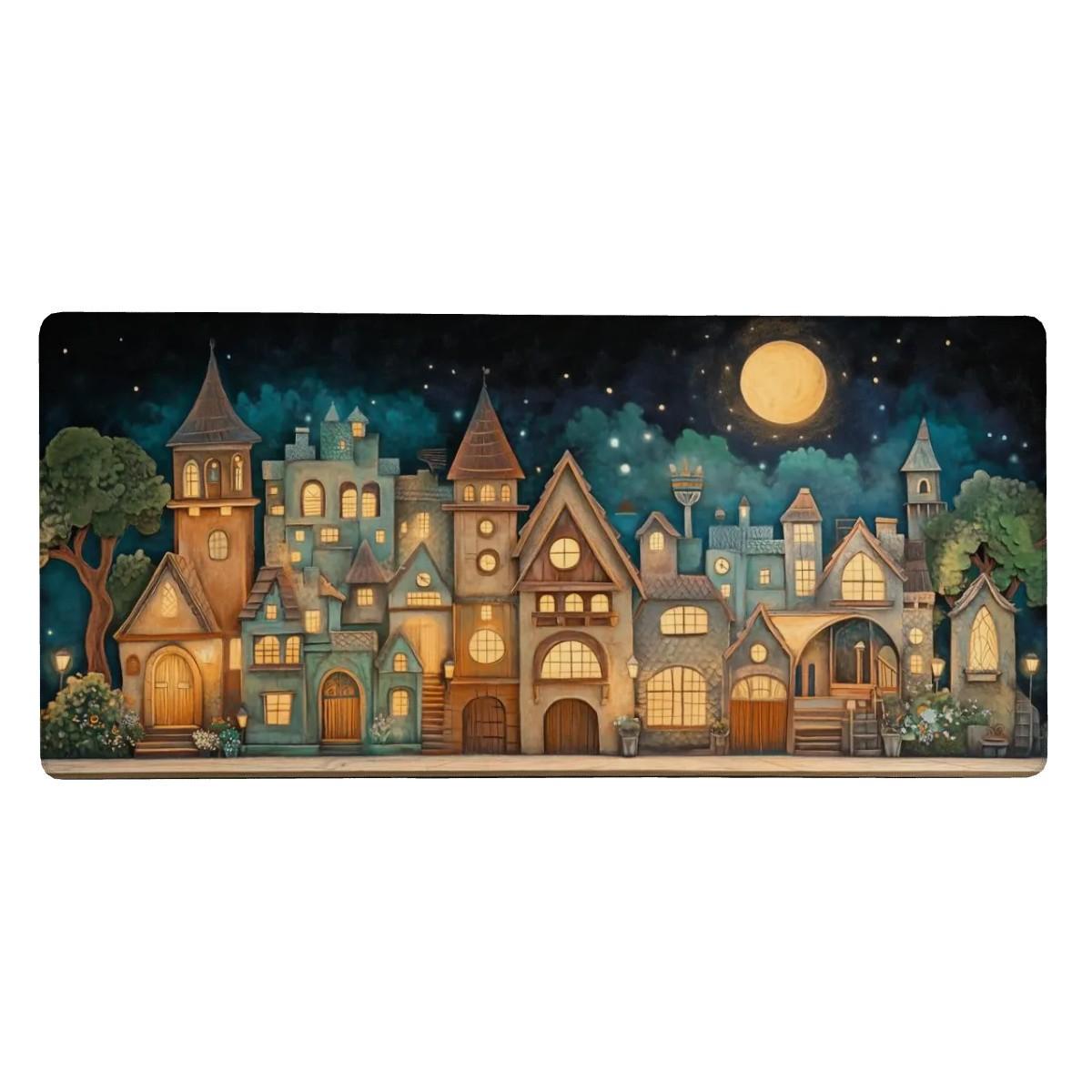 Storybook Fantasy Village Desk Mat | Whimsical Enchanted | Medieval Magic Themed Mouse Pad