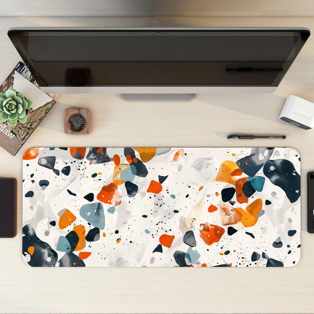 Artistic Terrazzo Marble Desk Mat | Boho Tile Pattern for Creative Souls | Aesthetic Mouse Pad