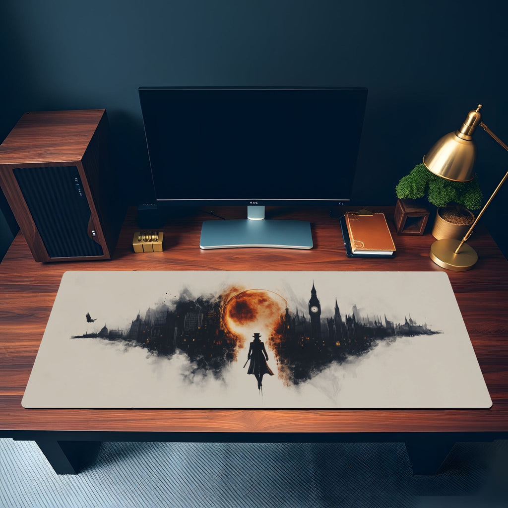 Sherlock Noir Mouse Pad | Cinematic, London Steampunk Decor | Dark Academia Aesthetic Mouse Pad