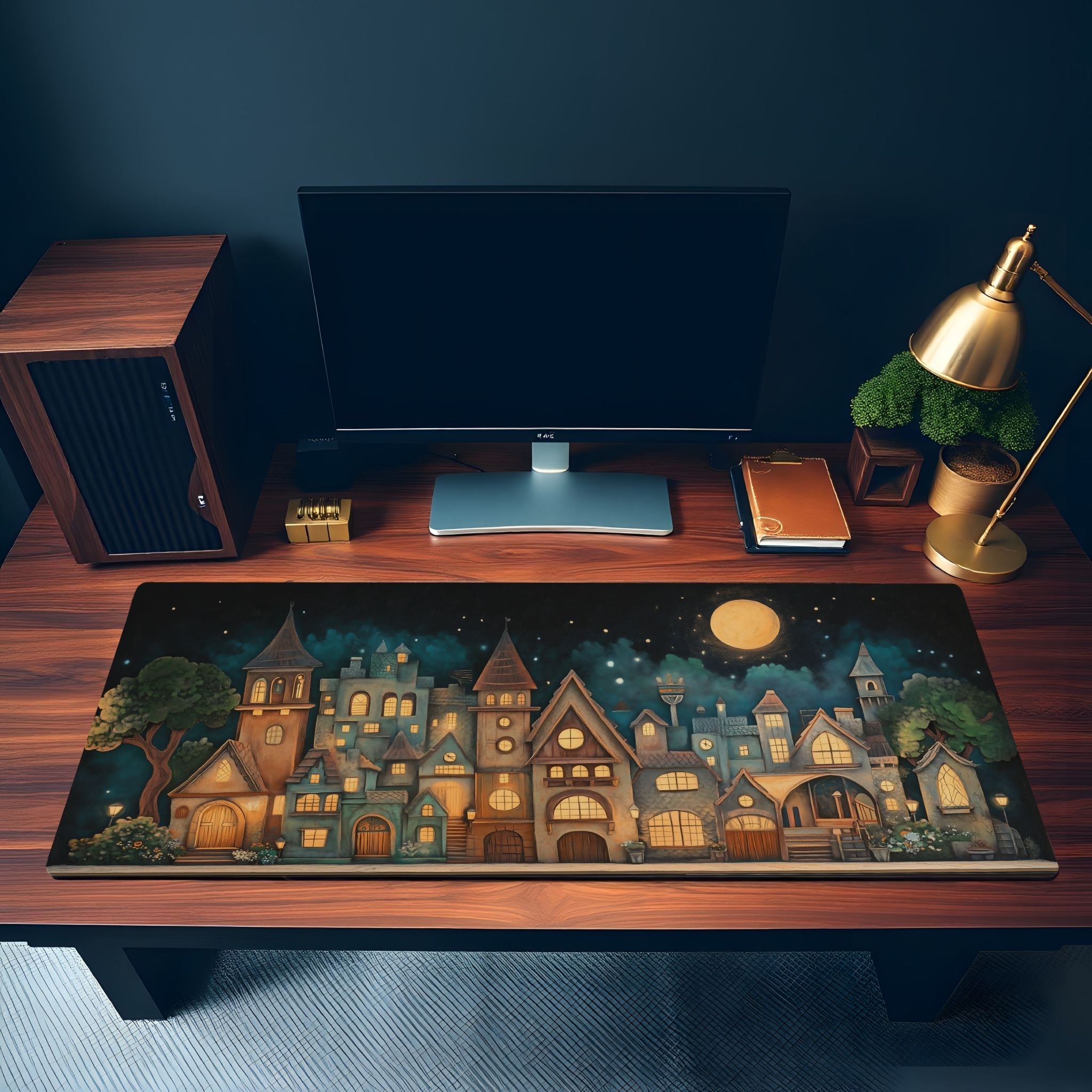 Storybook Fantasy Village Desk Mat | Whimsical Enchanted | Medieval Magic Themed Mouse Pad