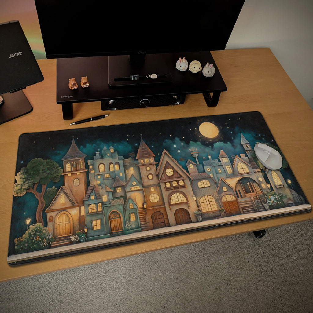 Storybook Fantasy Village Desk Mat | Whimsical Enchanted | Medieval Magic Themed Mouse Pad