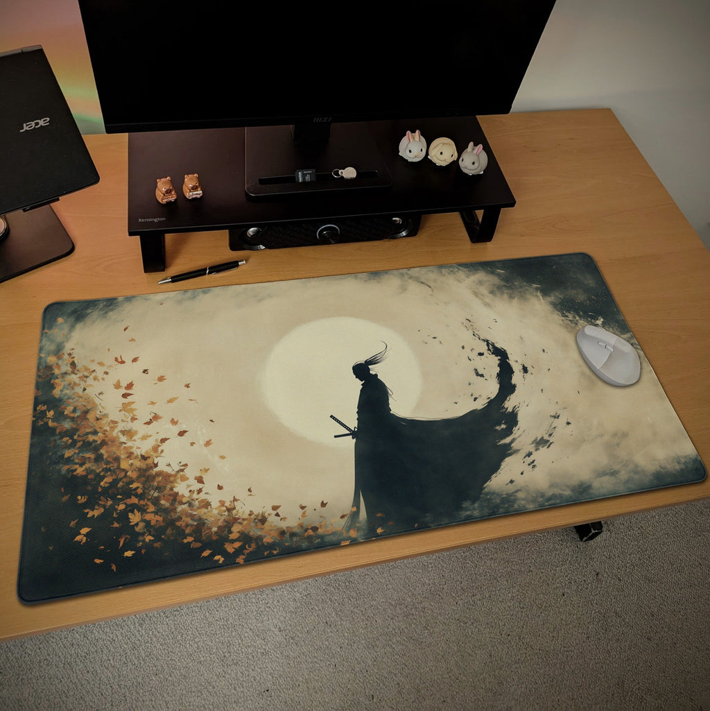 Ronin Samurai Desk Mat | Ink Art Style Sumi-e | Anime concept Mouse Pad