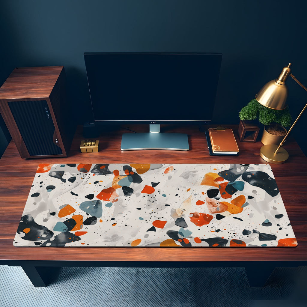Artistic Terrazzo Marble Desk Mat | Boho Tile Pattern for Creative Souls | Aesthetic Mouse Pad