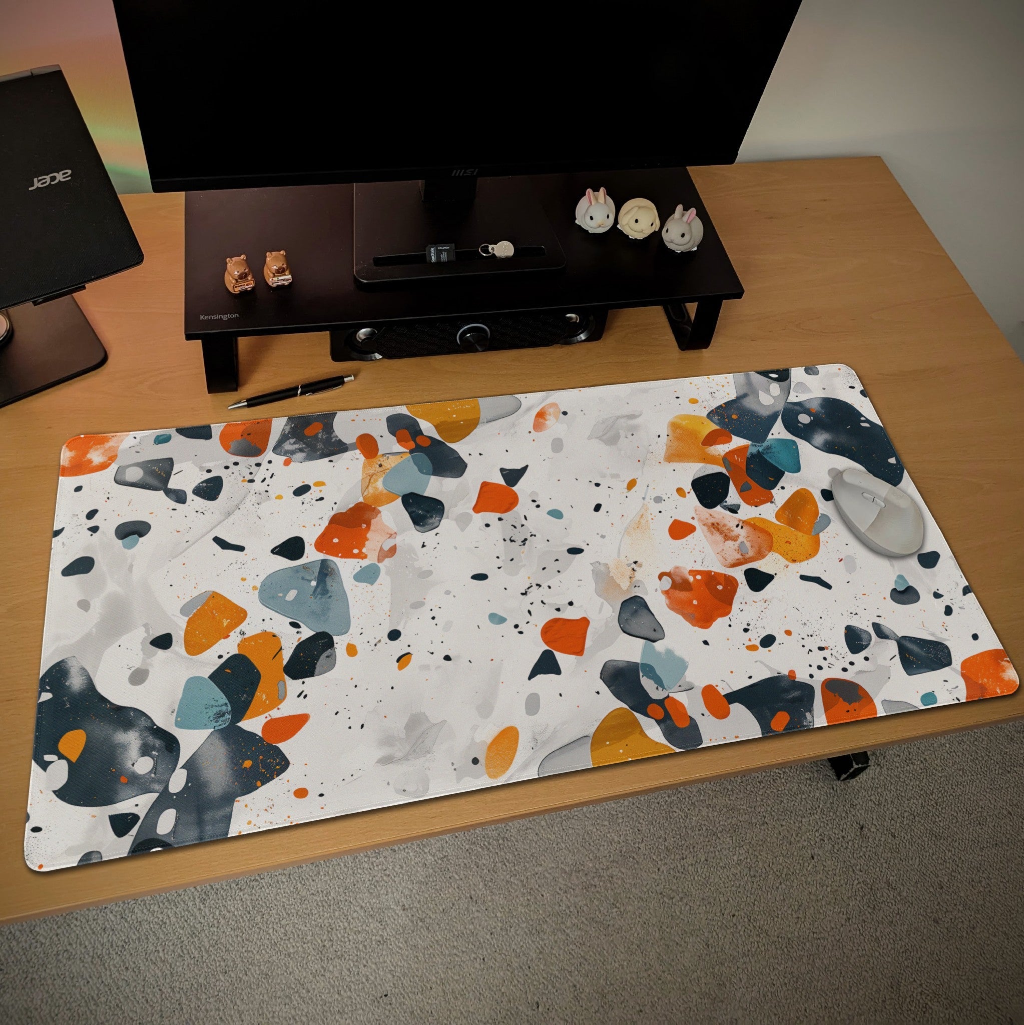 Artistic Terrazzo Marble Desk Mat | Boho Tile Pattern for Creative Souls | Aesthetic Mouse Pad