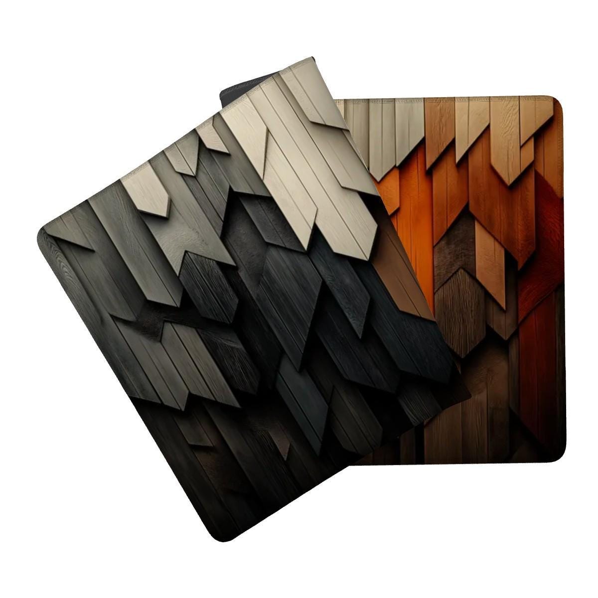Geometric Wood Layer Desk Mat | Aesthetic & Rustic | Minimalist Modern Desk Setup