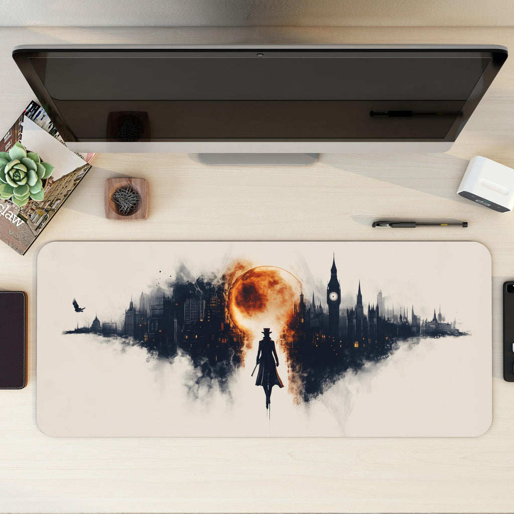 Sherlock Noir Mouse Pad | Cinematic, London Steampunk Decor | Dark Academia Aesthetic Mouse Pad
