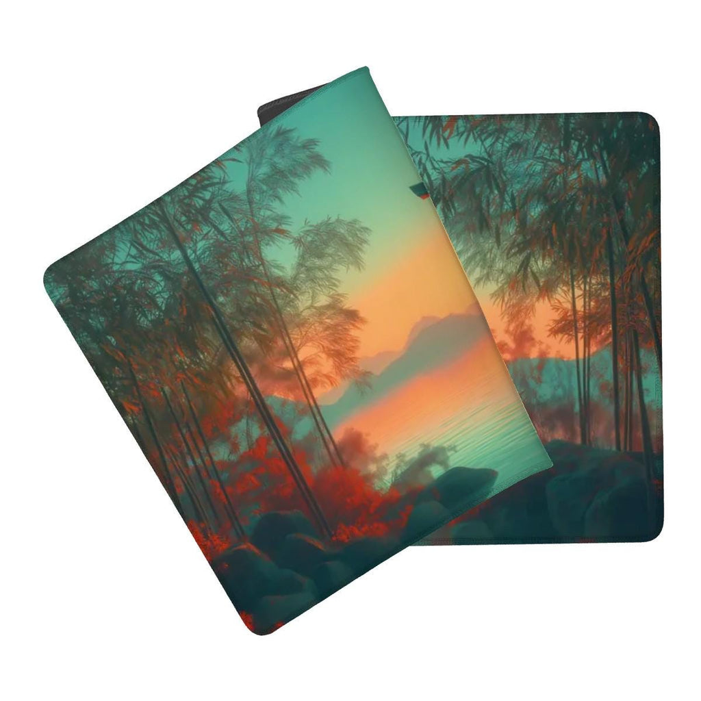 Japanese Anime Torii Gate Desk Mat | Serene Lake Sunset | Zen Bamboo Forest Mouse Pad