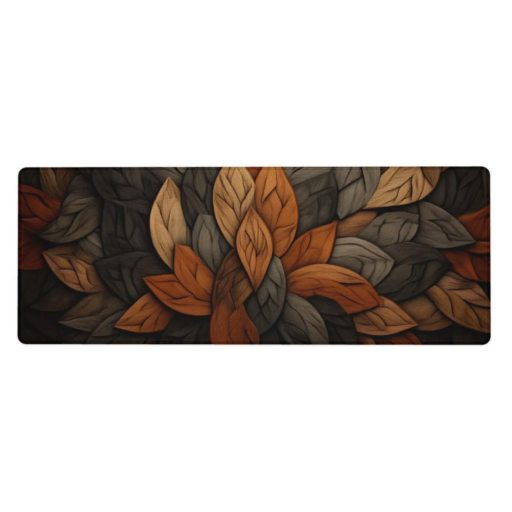 Leaf Wood Desk Mat | Nature Wood Pattern Mouse Pad with Rustic Earthy Design