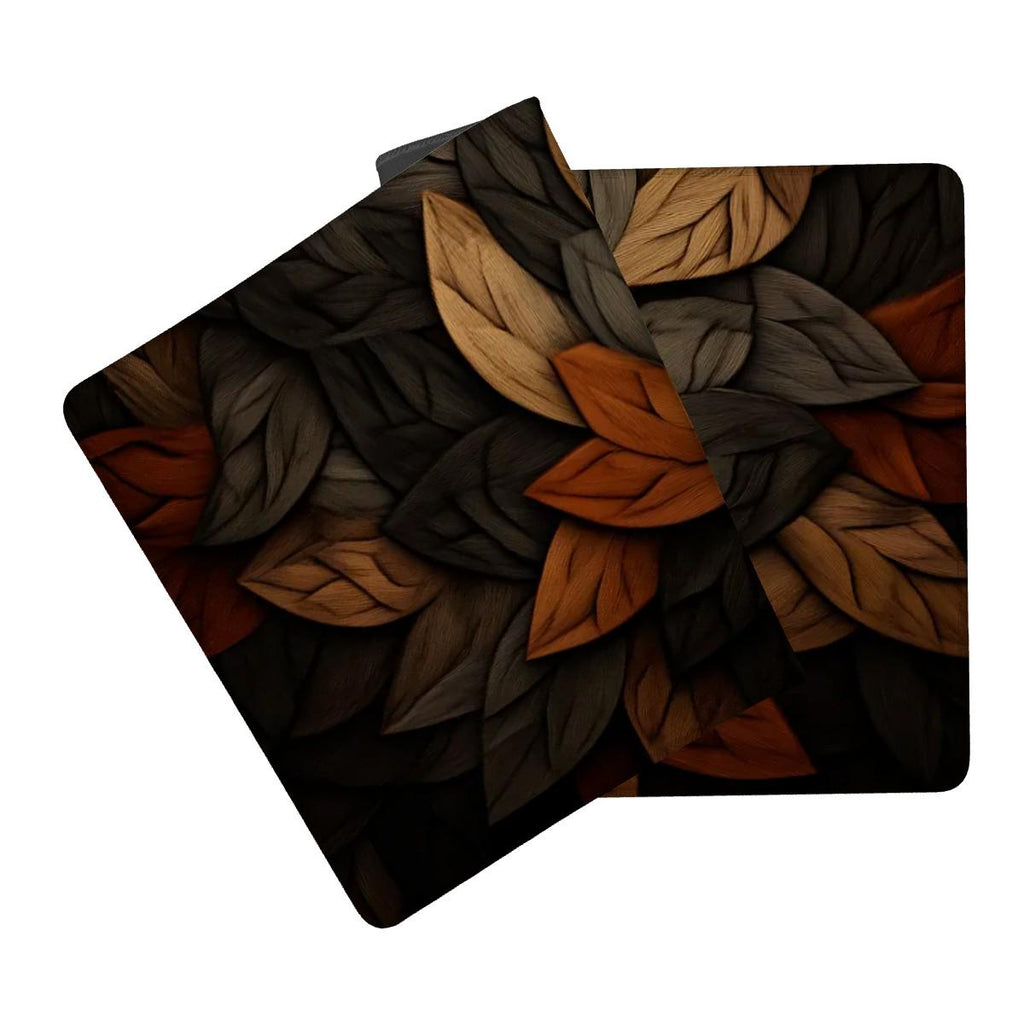 Leaf Wood Desk Mat | Nature Wood Pattern Mouse Pad with Rustic Earthy Design