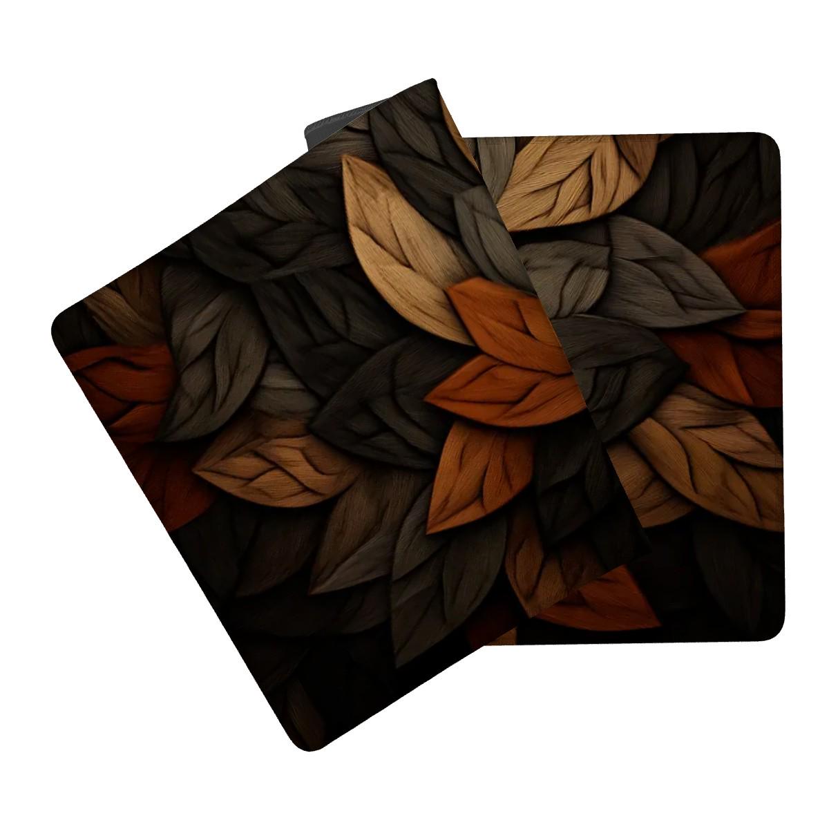 Leaf Wood Desk Mat | Nature Wood Pattern Mouse Pad with Rustic Earthy Design