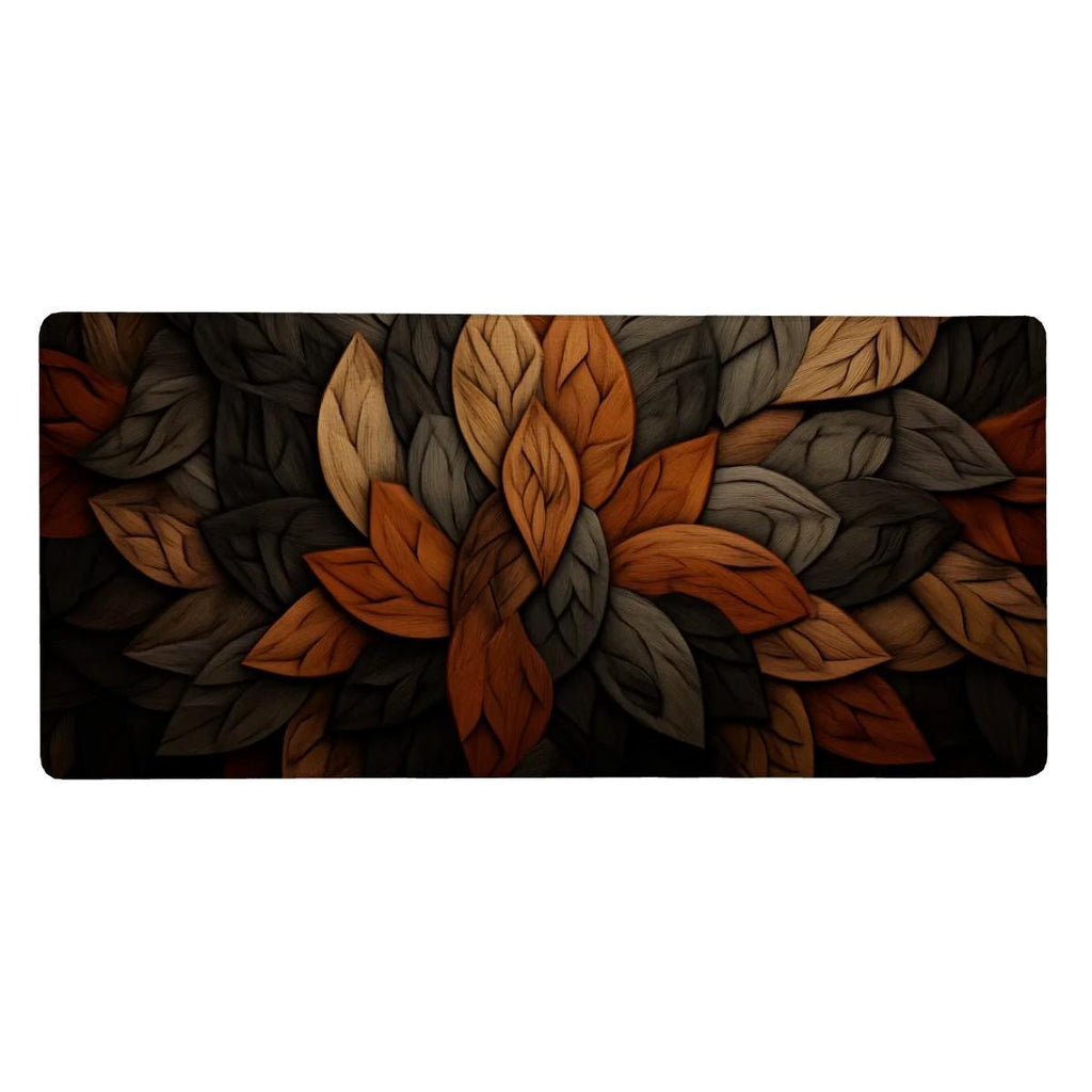 Leaf Wood Desk Mat | Nature Wood Pattern Mouse Pad with Rustic Earthy Design