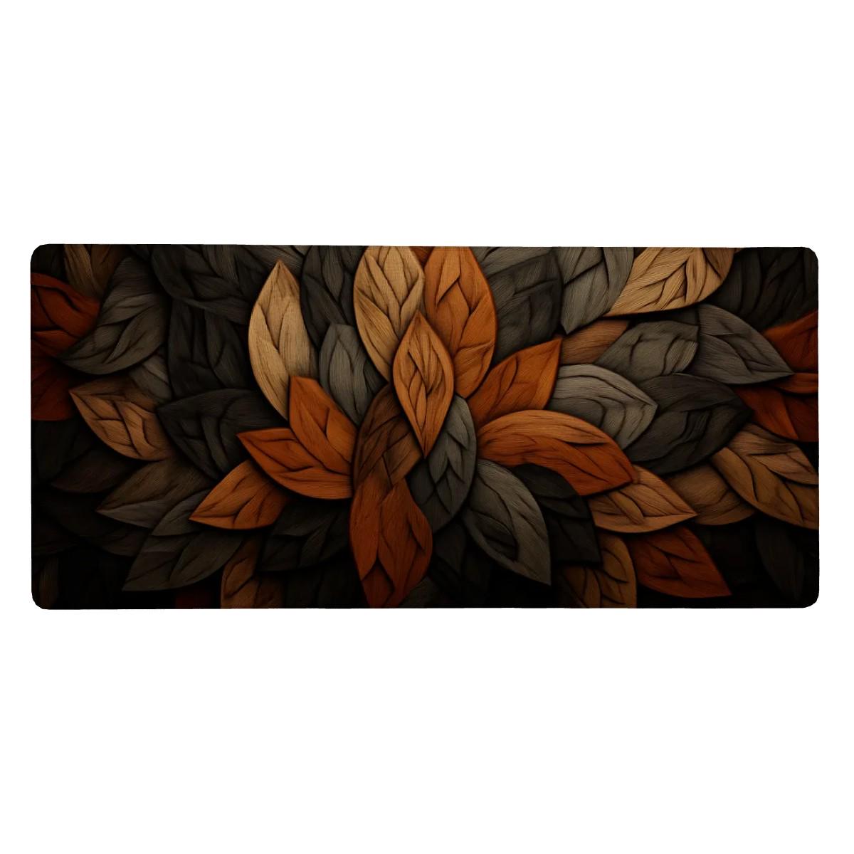 Leaf Wood Desk Mat | Nature Wood Pattern Mouse Pad with Rustic Earthy Design