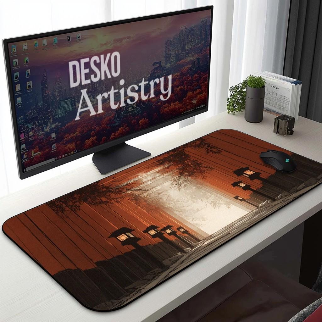 Japanese Red Gate Mouse Pad | Fushimi Inari Torii Path Desk Mat