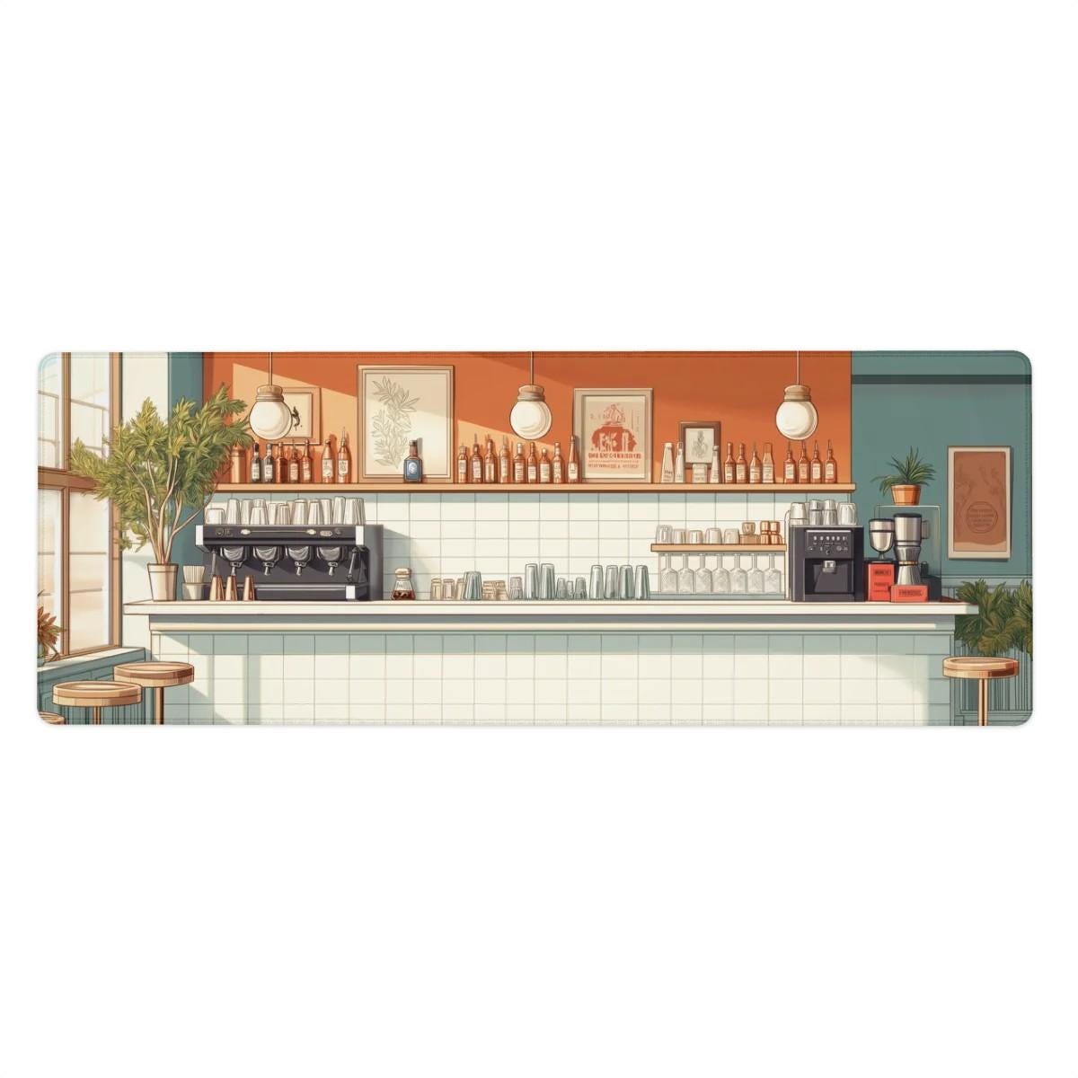 Cafe Bar Desk Mat | Anime Lofi Mouse Pad