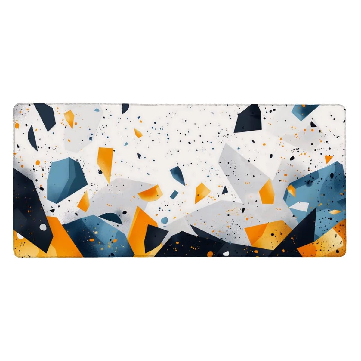 Abstract Geometric Desk Mat | Marble Terrazzo Pattern Mouse Pad