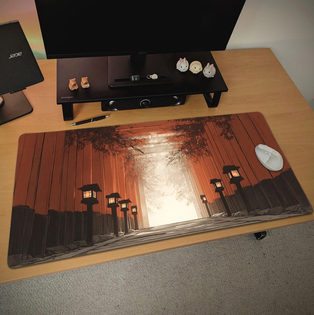 Japanese Red Gate Mouse Pad | Fushimi Inari Torii Path Desk Mat