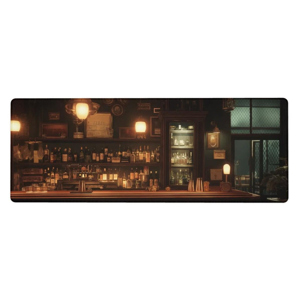Classic Bar Desk Mat | Old Fashioned Moody Bar Mouse Pad | Aesthetic Dark Wood Amber Vibes