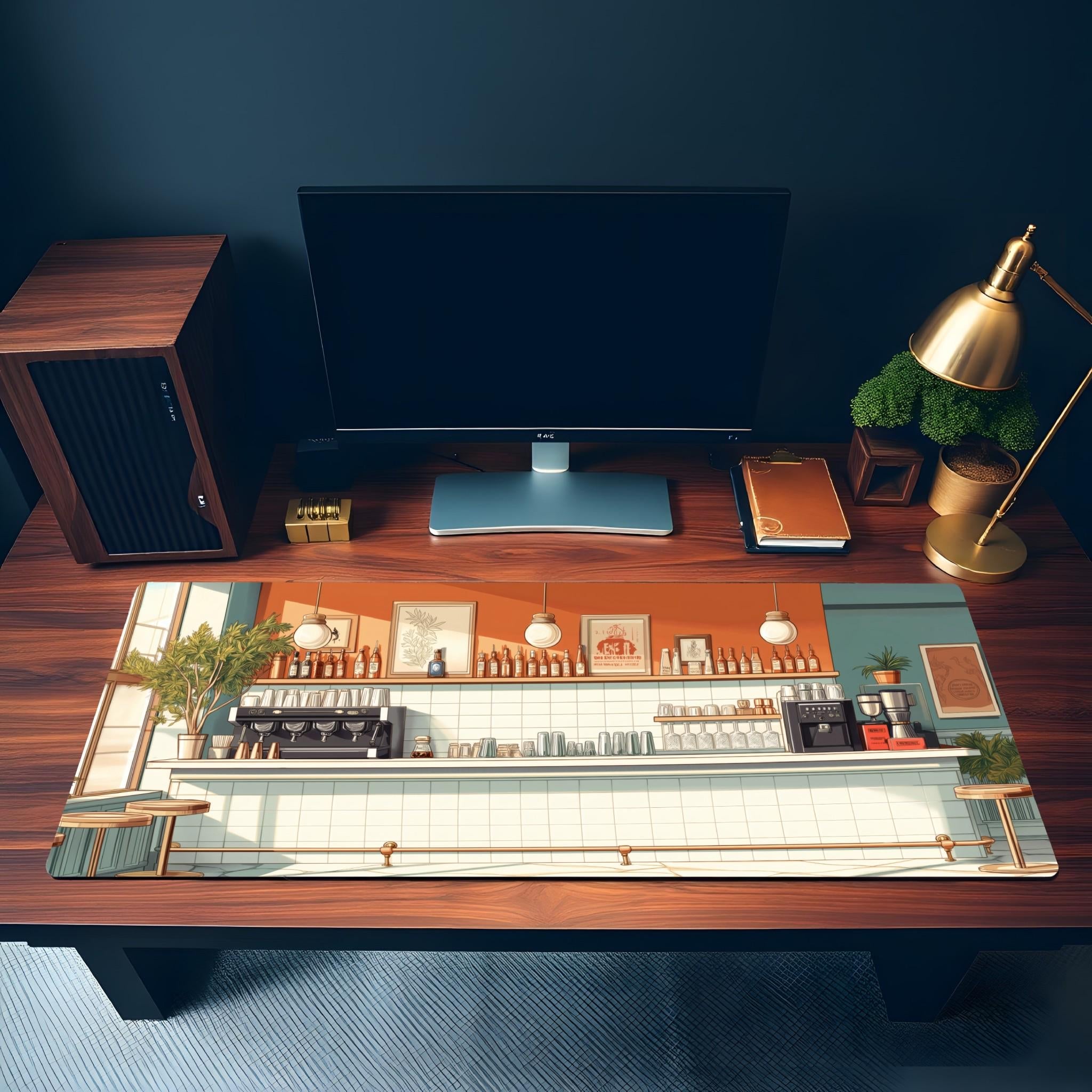 Cafe Bar Desk Mat | Anime Lofi Mouse Pad