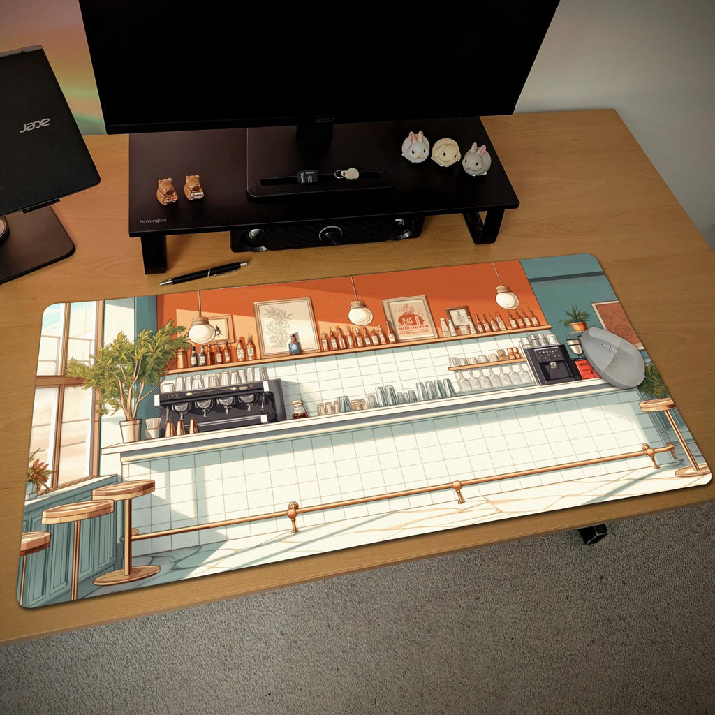 Cafe Bar Desk Mat | Anime Lofi Mouse Pad