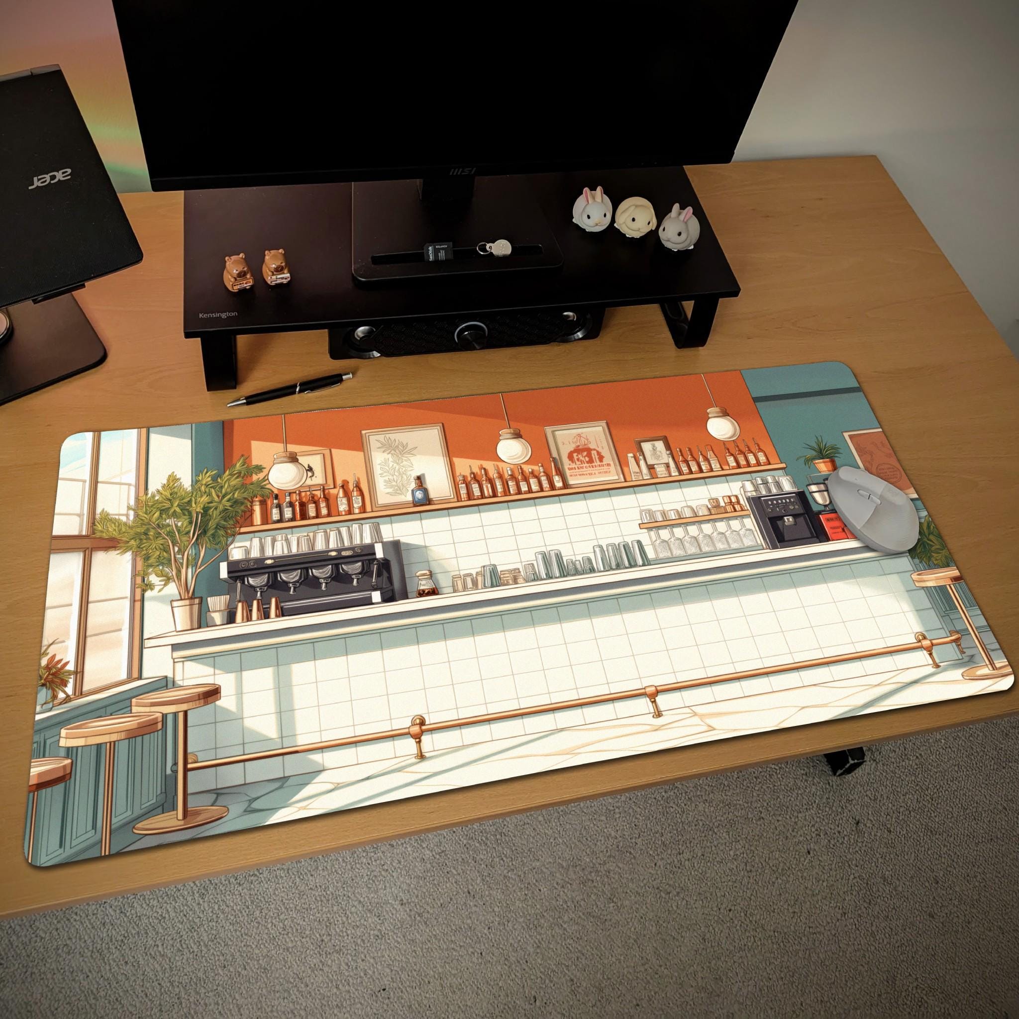 Cafe Bar Desk Mat | Anime Lofi Mouse Pad