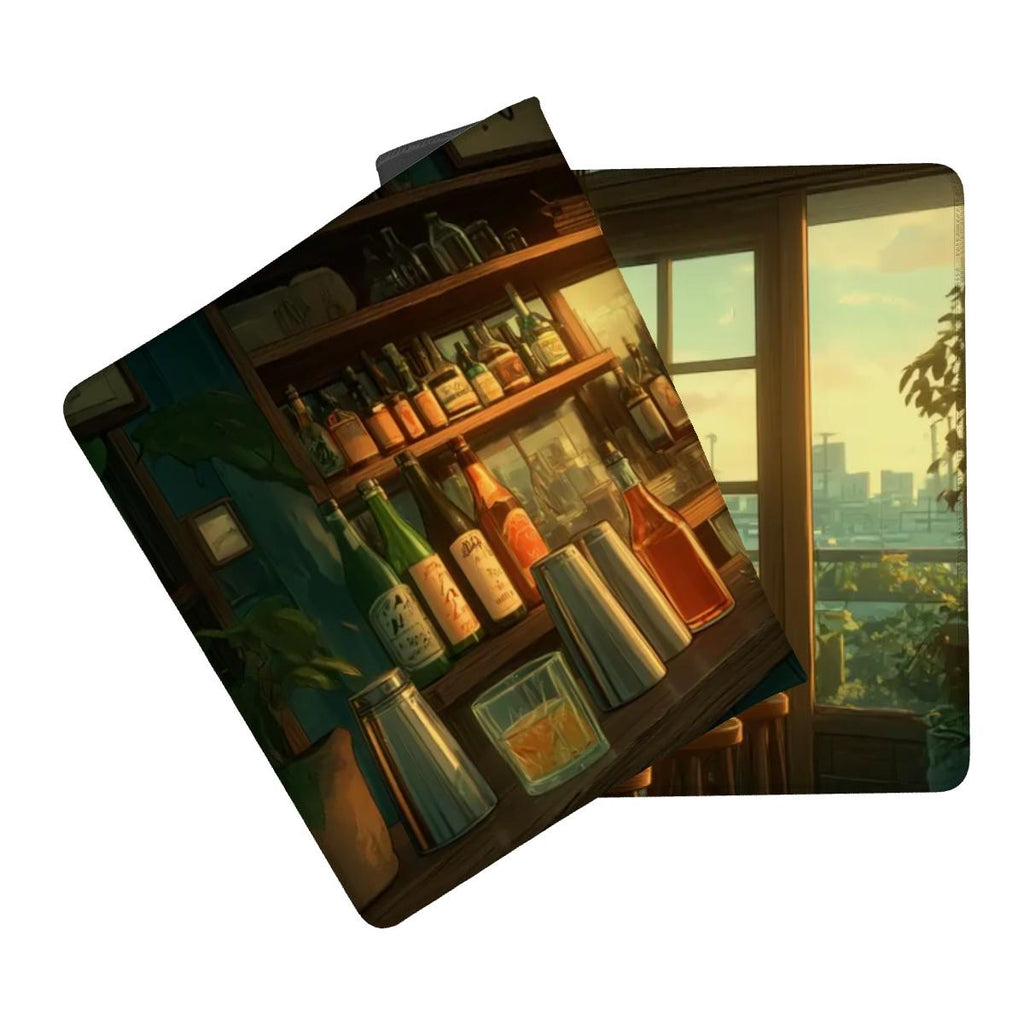 Sunset Bar Scene Desk Mat | Old Fashioned Cocktail Loungc Desk Pad