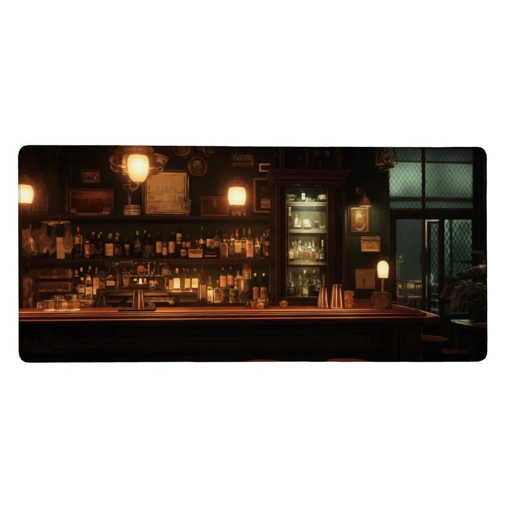 Classic Bar Desk Mat | Old Fashioned Moody Bar Mouse Pad | Aesthetic Dark Wood Amber Vibes
