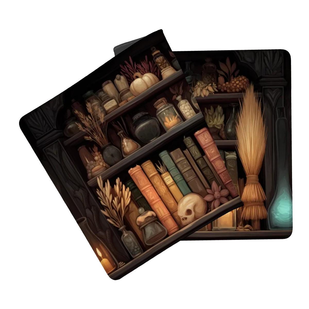 Witchy Apothecary Desk Mat | Dark Academia, Mystical Bookshelf Desk Pad