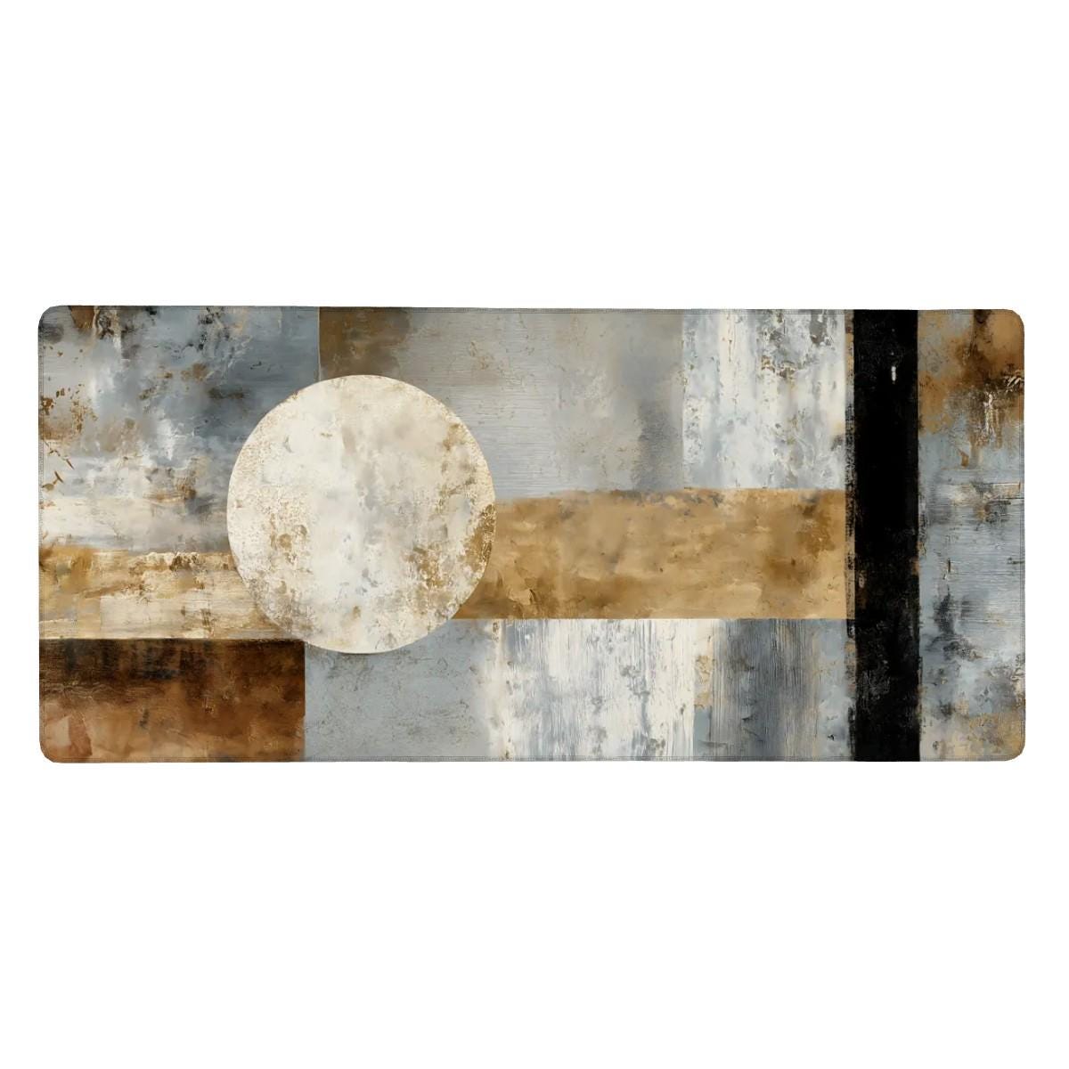 Industrial Abstract Desk Mat | Modern Geometric Mouse Pad | Neutral Textured Decor | Contemporary Art Gaming Pad | Minimalist Workspace