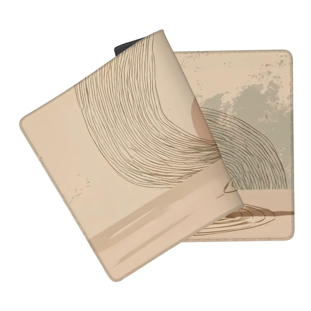 Boho Stone Art Desk Mat | Scandi Minimalist Mouse Pad with Dusty Pink Accents