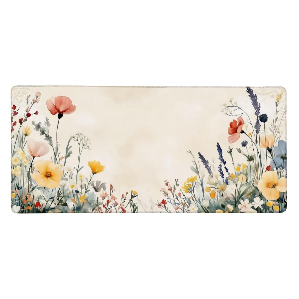 Cottagecore Wildflower Desk Mat | Large Floral Mouse Pad | Watercolor Botanical Desk Pad for Cozy Aesthetic Home Office