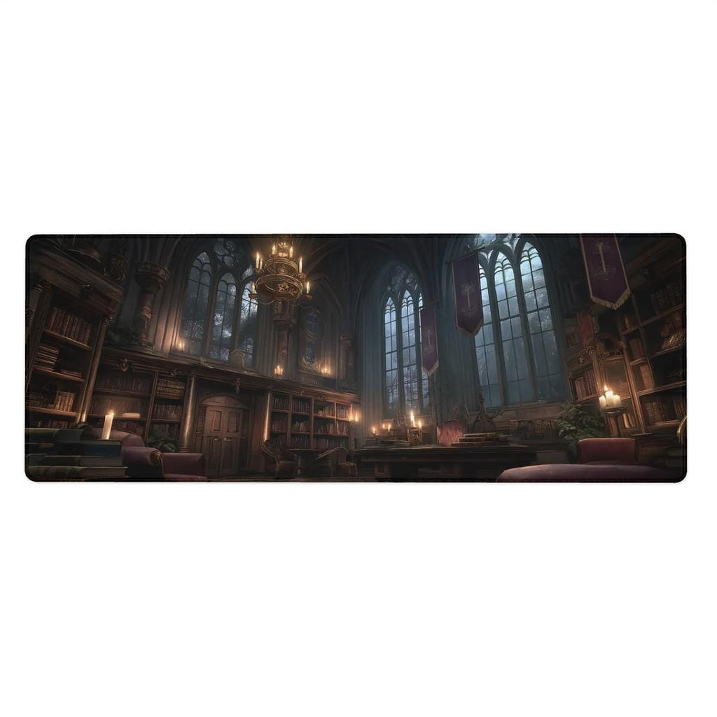 Gothic Library Desk Mat | Large Fantasy Mouse Pad Gaming Office Home Decor Dark Academia School