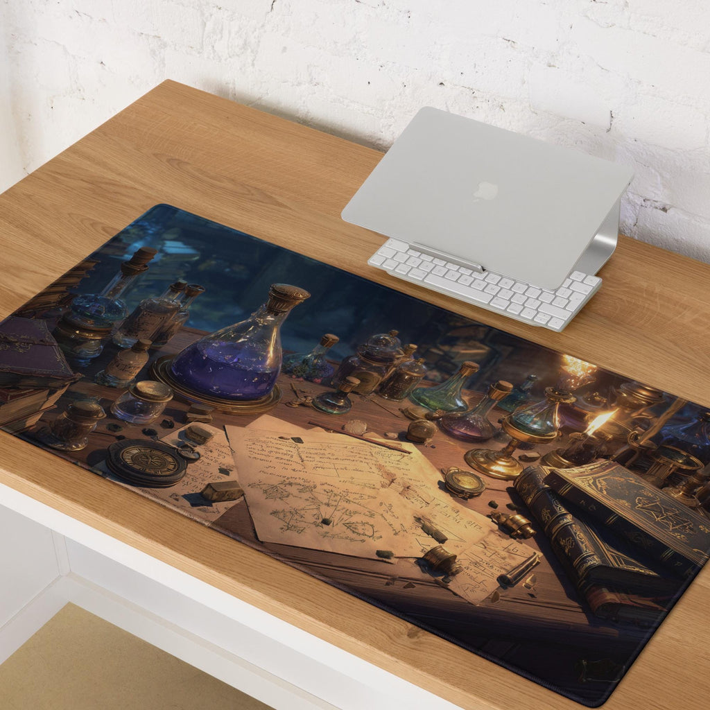 Alchemist Desk Mat | Vintage Potion Lab Mouse Pad - Gaslamp Fantasy Aesthetic Tabletop Gaming & Office Desk Pad