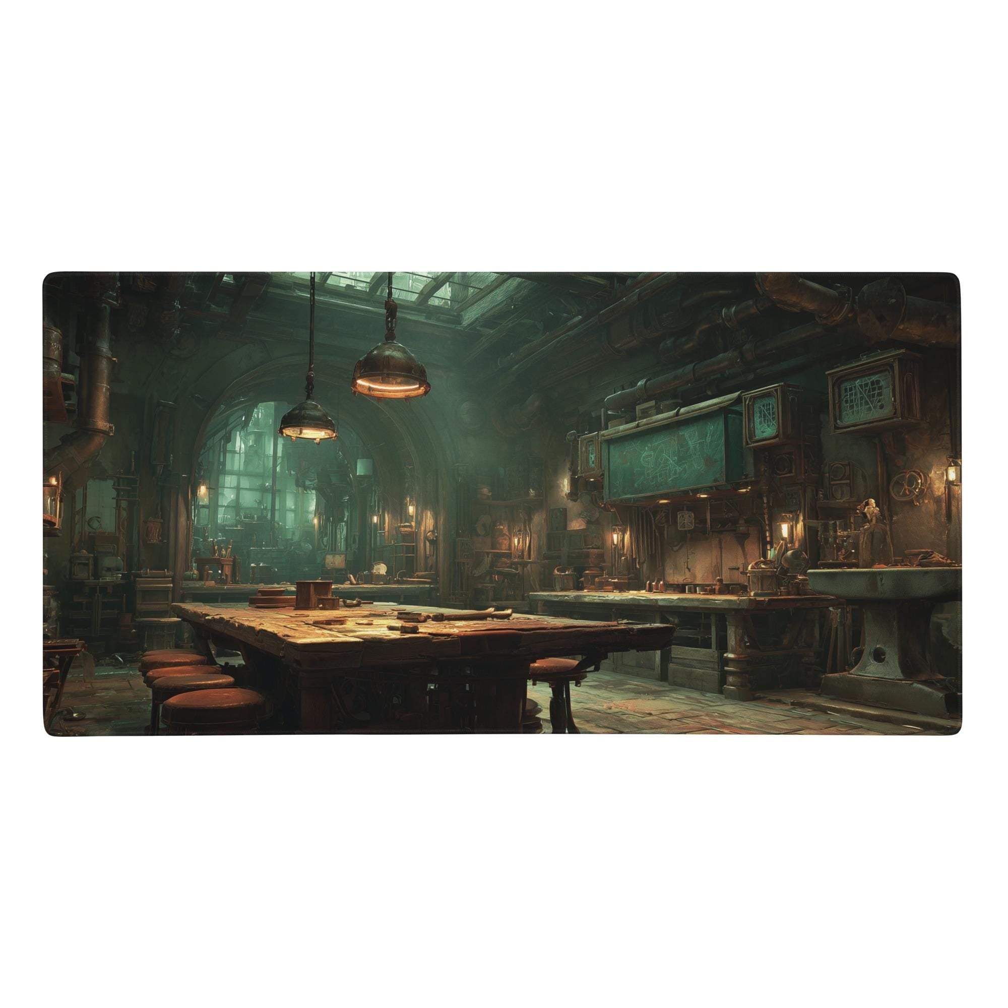 Steampunk Blacksmith Desk Mat | Fantasy Lab Mouse Pad - Industrial Aesthetic Arcane Style Gaming & Office Desk Pad