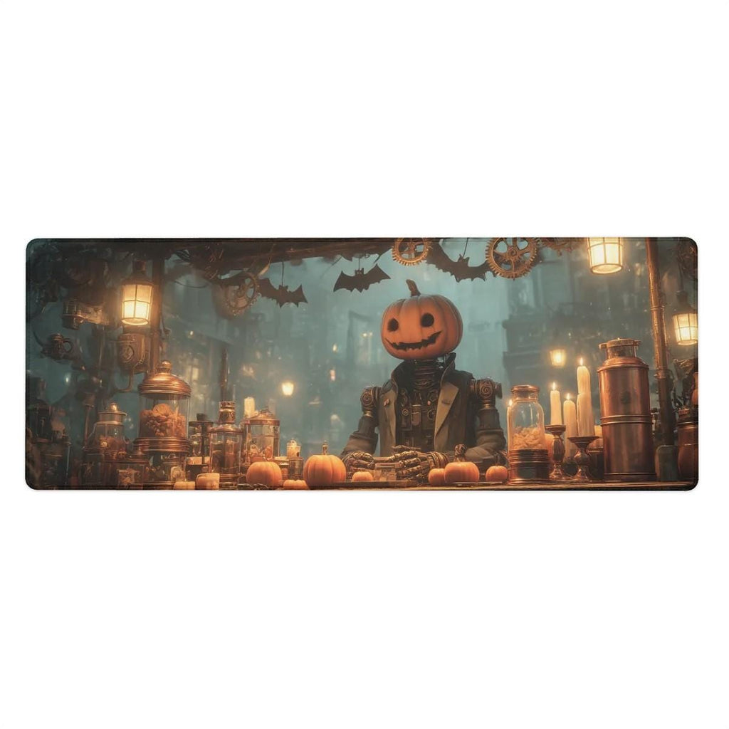 Steampunk Halloween Desk Mat | Gothic Pumpkin Head Mouse Pad, Cinematic Horror Desk Pad