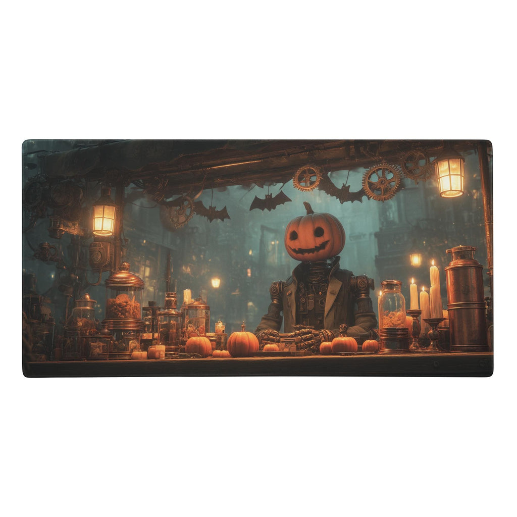 Steampunk Halloween Desk Mat | Gothic Pumpkin Head Mouse Pad, Cinematic Horror Desk Pad