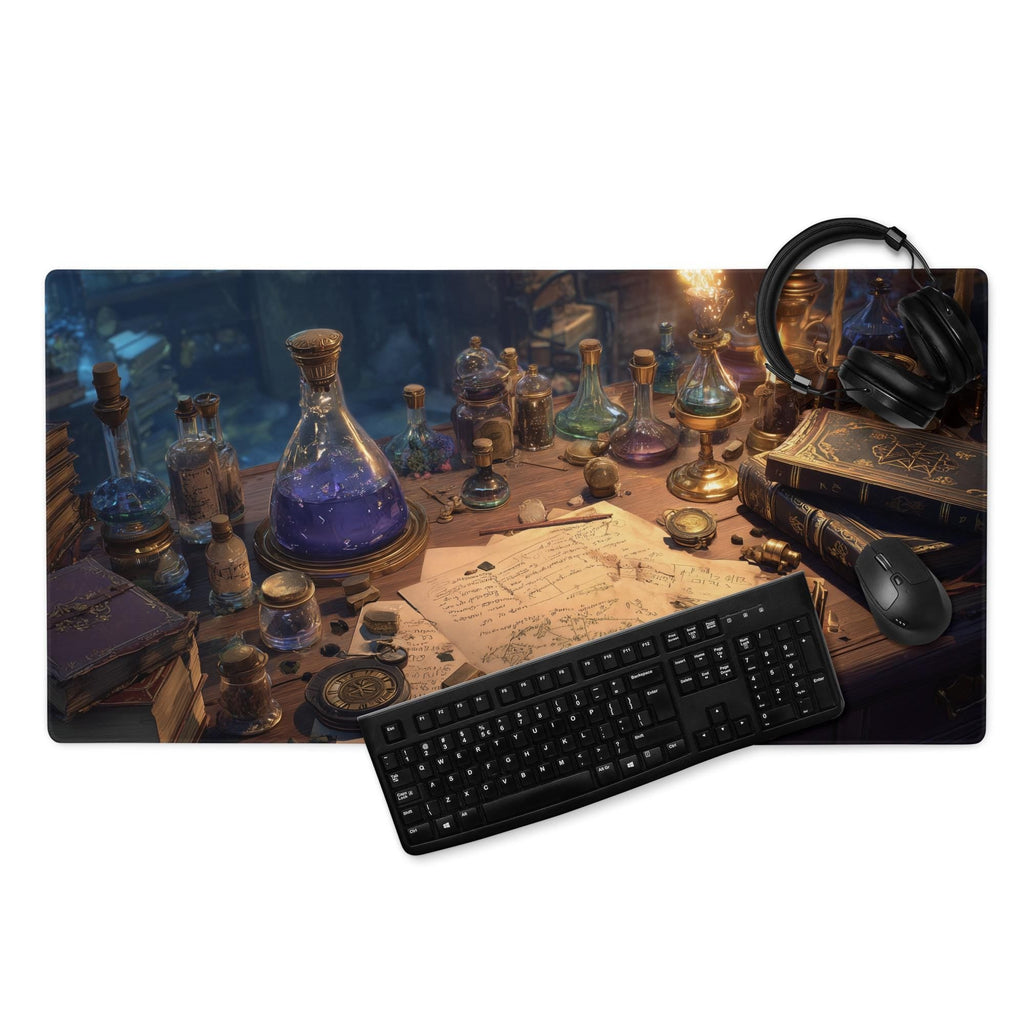 Alchemist Desk Mat | Vintage Potion Lab Mouse Pad - Gaslamp Fantasy Aesthetic Tabletop Gaming & Office Desk Pad