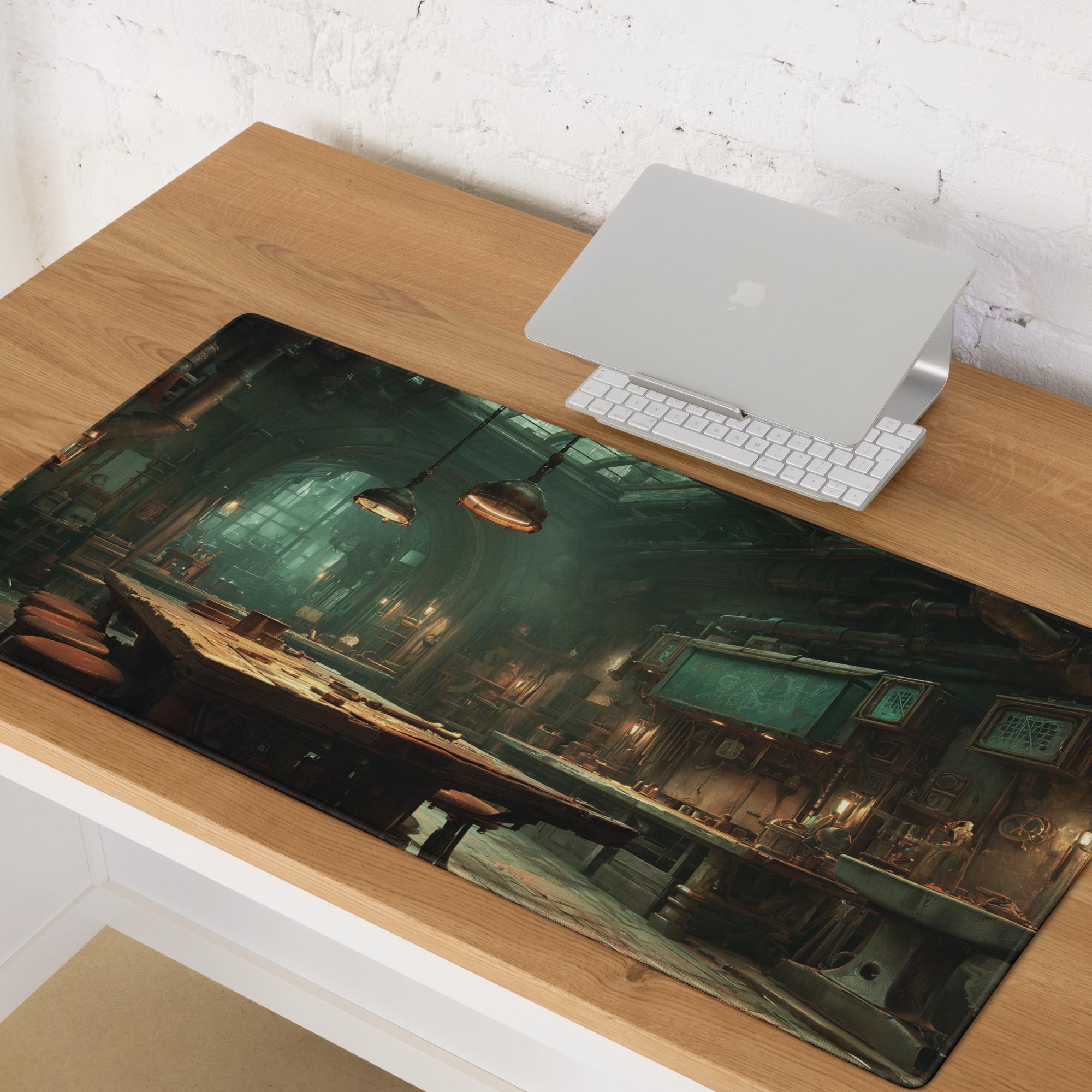 Steampunk Blacksmith Desk Mat | Fantasy Lab Mouse Pad - Industrial Aesthetic Arcane Style Gaming & Office Desk Pad