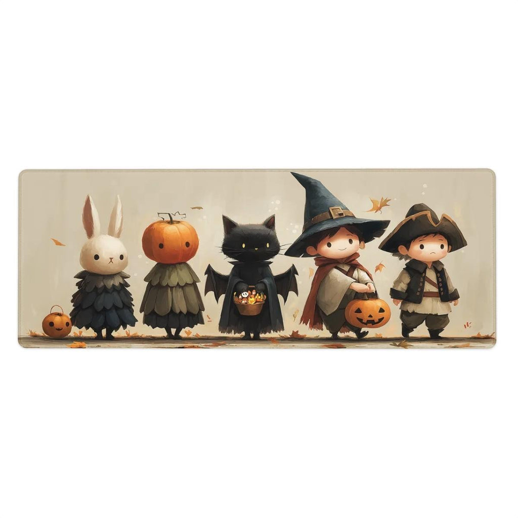 Cute Halloween Cartoon Desk Mat | Witchy Storybook Characters Mouse Pad | Cute Autumn Kawaii Desk Decor