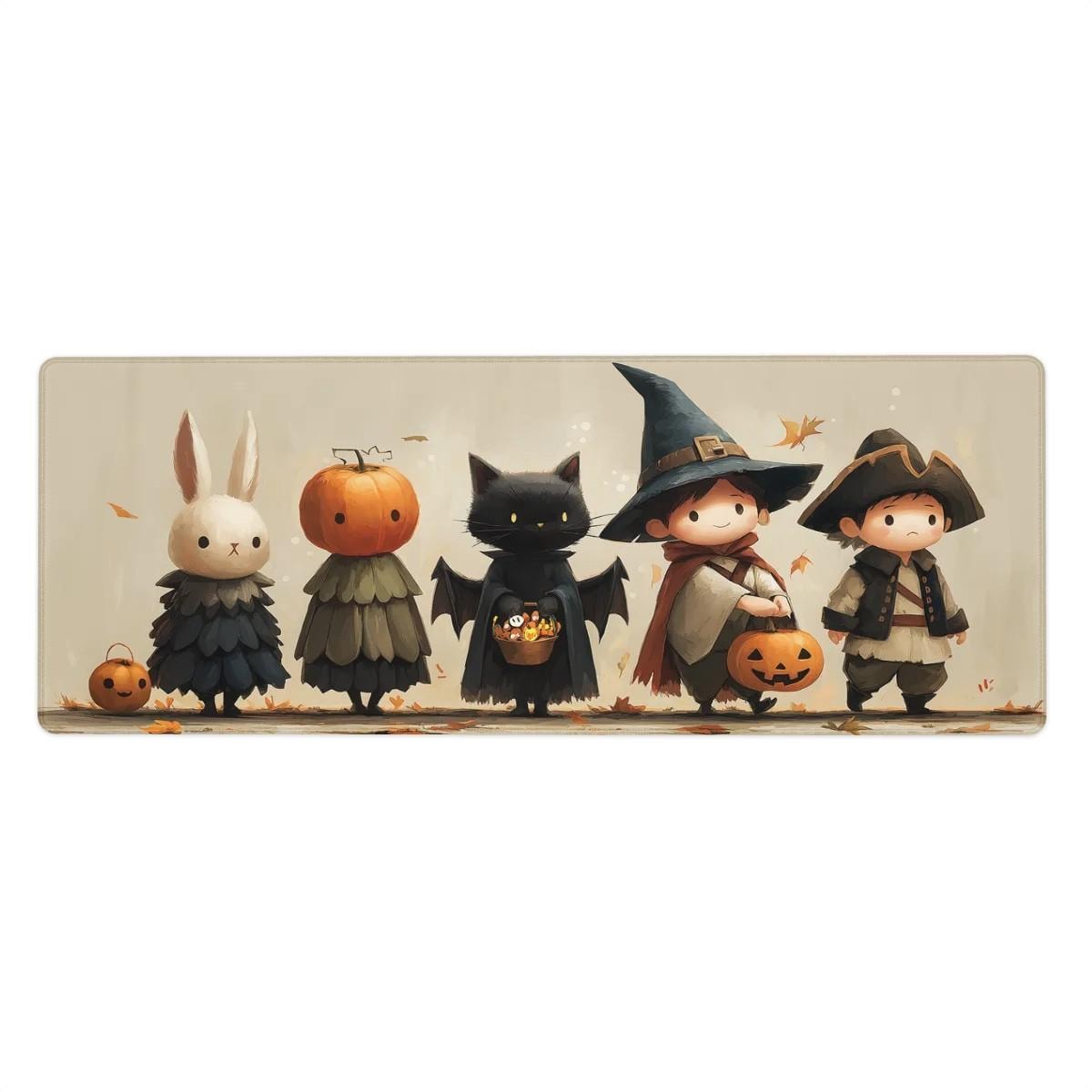 Cute Halloween Cartoon Desk Mat | Witchy Storybook Characters Mouse Pad | Cute Autumn Kawaii Desk Decor