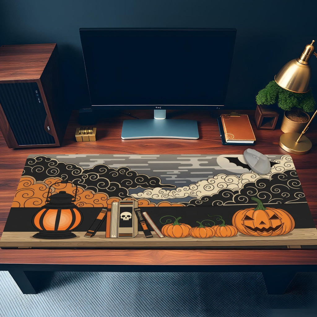 Halloween Cloud Patterns Desk Pad | Modern Japanese style Illustration with Festive Horror motifs