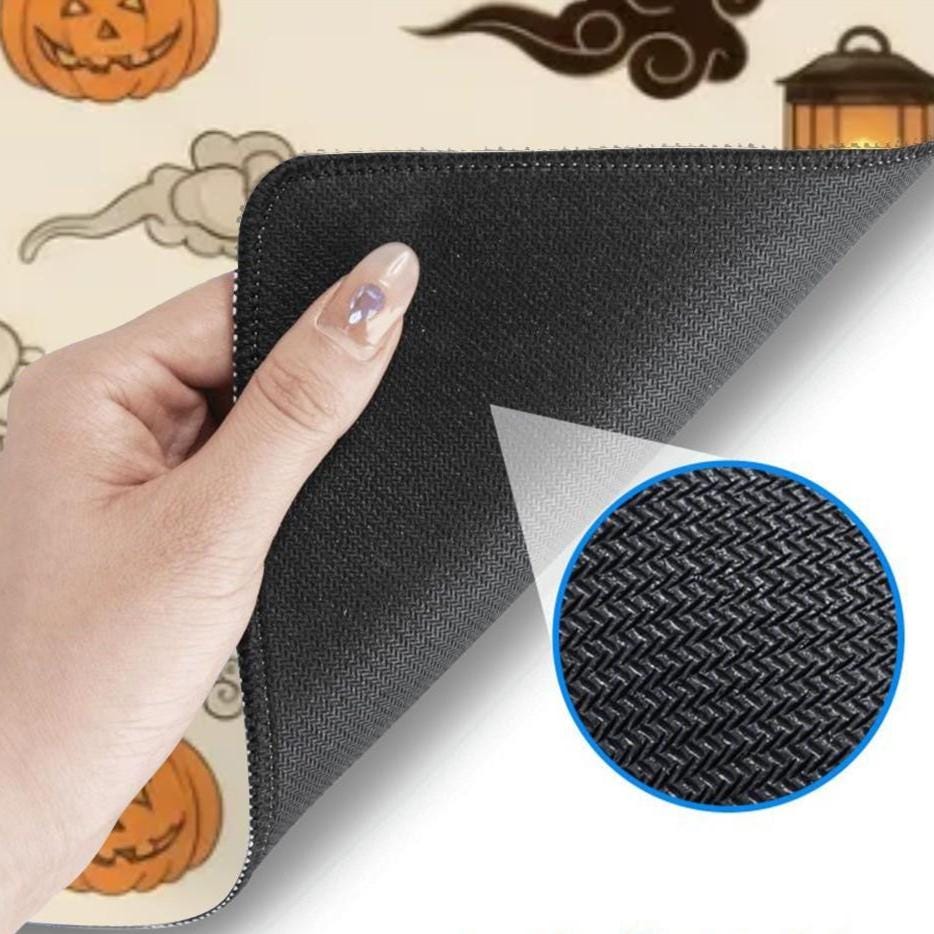 Japanese Spooky Pattern Desk Mat | Halloween Vibes with Cloud Design, Spooky Aesthetic Office Decor