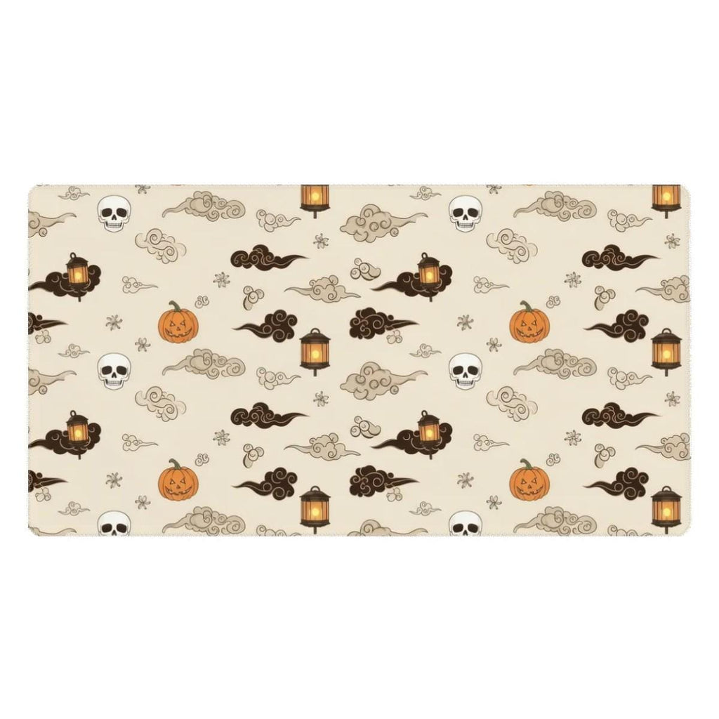 Japanese Spooky Pattern Desk Mat | Halloween Vibes with Cloud Design, Spooky Aesthetic Office Decor
